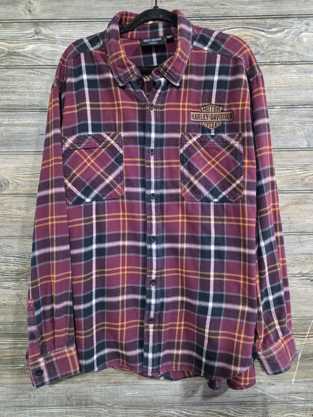 Harley-Davidson Men 2XL Plaid Flannel Shirt Embroidered Milwaukee 100% Cotton - Picture 2 of 8